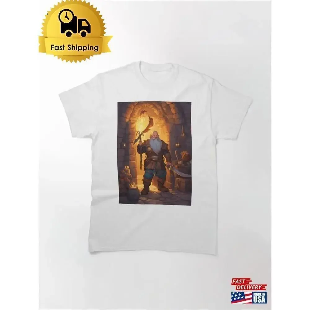 Dwarf Fantasy Character Minimal Illustration Geek Style Unisex T-Shirt